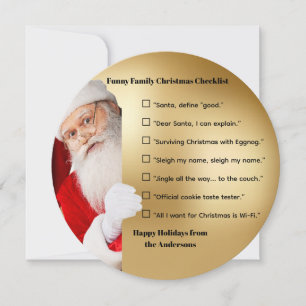 Cartão De Festividades Lista de Natal Divertida para a Família