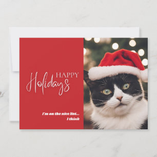 Cartão De Festividades Lista de Natal Vermelho de Gato de Estimação Engra