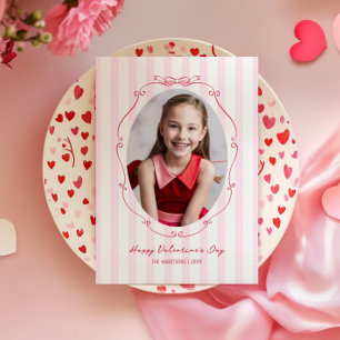 Cartão De Festividades Listras Cor-de-Rosa Desenhadas à Mão Branca