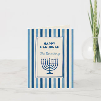 Cartão De Festividades Listras de Menorá de Hanukkah Personalizadas Moder