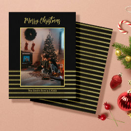 Cartão De Festividades Listras pretas e ouros