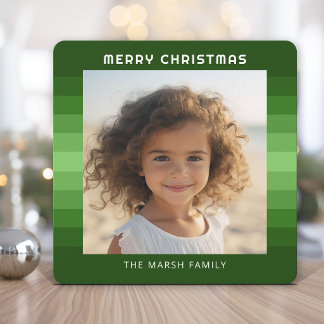 Cartão De Festividades Listras Retro - Natal Verde - Foto Simples