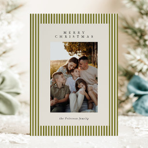 Cartão De Festividades Listras Verde Sage Foto de Natal