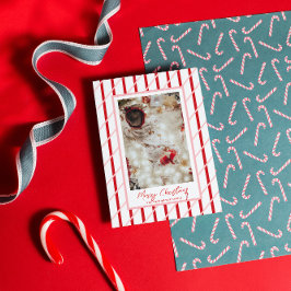 Cartão De Festividades Listras Vermelhas e Rosas Lindas | Foto de Família