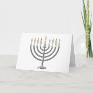 Cartão De Festividades Lit Silver Hanukkah Menorah com Estrela de David