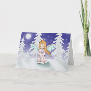 Cartão De Festividades Little Angel in the Moonlight Christmas Card