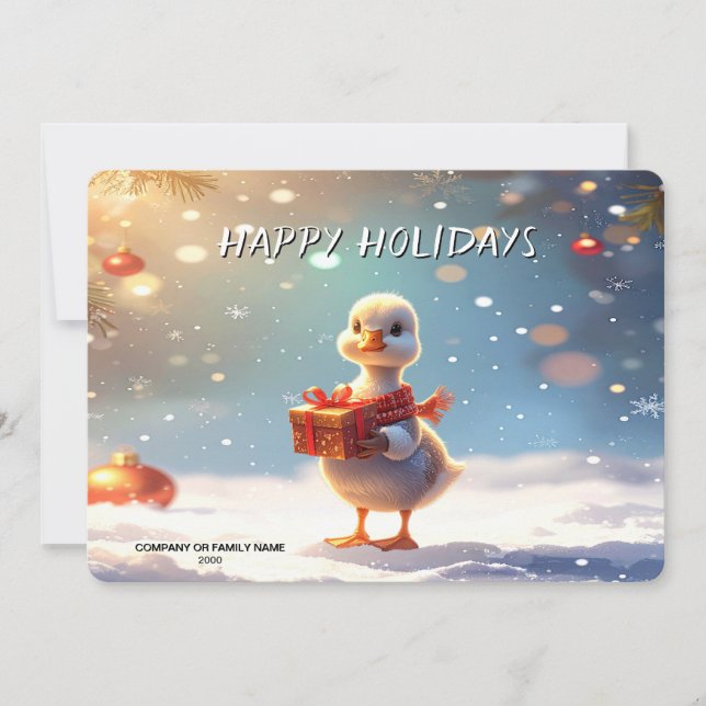 Cartão De Festividades Little Duck Christmas Holiday Card (Frente)