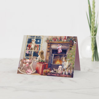 Cartão De Festividades Little Girl, Pink Cowboy Boots for Christmas Card