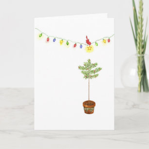 Cartão De Festividades Little Red Bird Christmas Tree