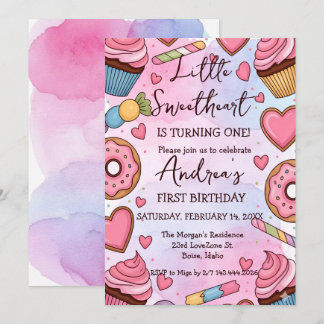 Cartão De Festividades Little Sweetheart is Turning One Valentines Birth