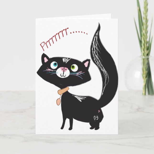 Cartão De Festividades LittlePixyBoots - *Blacky* Kitty Cat (Frente)
