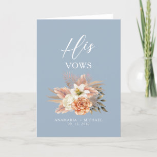 Cartão De Festividades Livreto Floral Dusty Blue Seus Votos