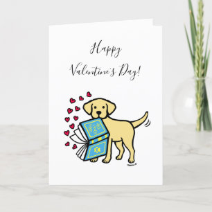 Cartão De Festividades Livro Amarelo do Labrador do Amor no Dia dos Namor