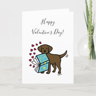 Cartão De Festividades Livro de Amor do Chocolate Labrador no Dia dos Nam