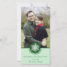 Cartão De Festividades Livro Verde sobre Férias Felizes Floco de Neve 4x8