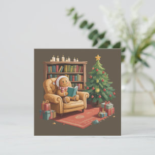Cartão De Festividades Livros de Leitura de Pão de Mel Natal Professora