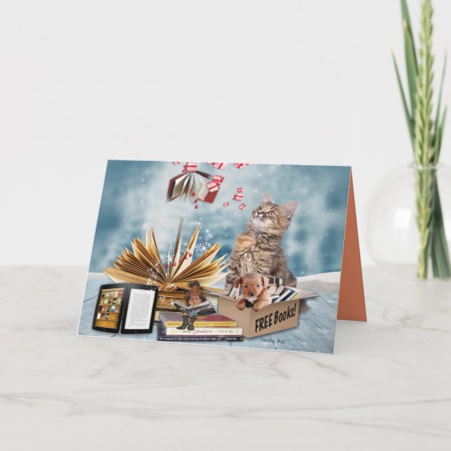 Cartão De Festividades Livros gratuitos para o feriado (Frente)