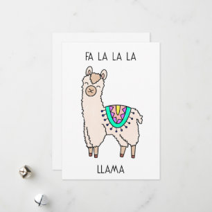 Cartão De Festividades llama alpaca de desenho animado sorridente e feliz