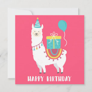 Cartão De Festividades Llama de Aniversário