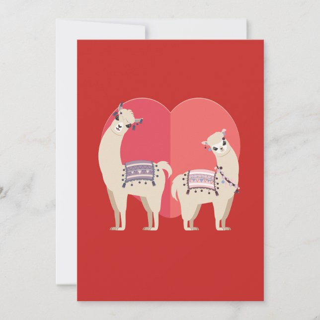 Cartão De Festividades Llama e Alpaca com amor (Frente)