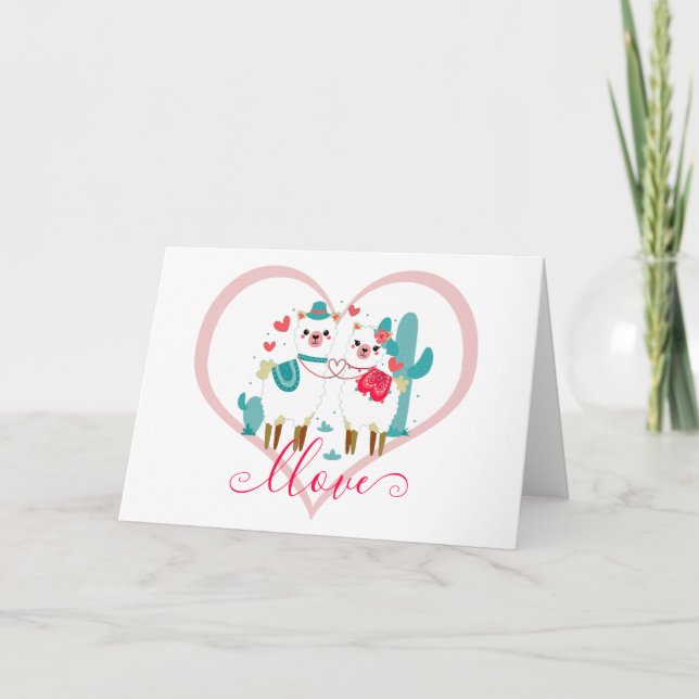 Cartão De Festividades Llama em Amor  (Frente)