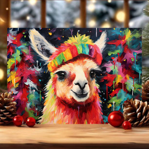 Cartão De Festividades Llama Festivo Natal Colorido