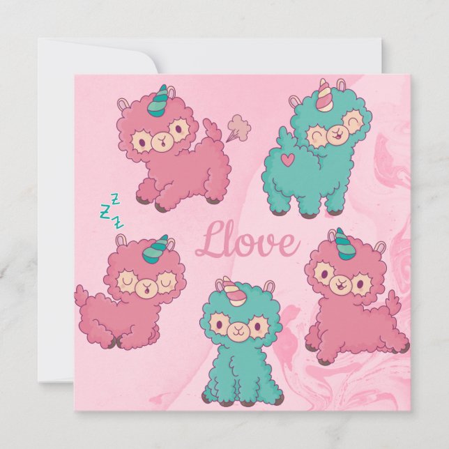 Cartão De Festividades Llama Love (Frente)