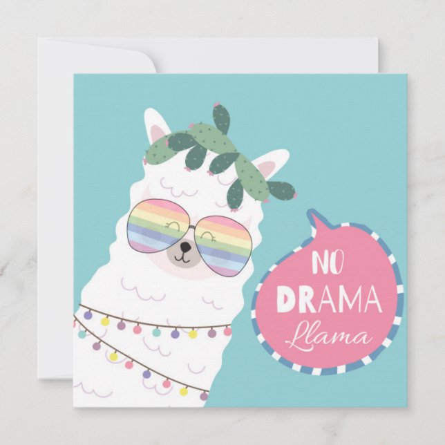 Cartão De Festividades Llama Sem Drama (Frente)