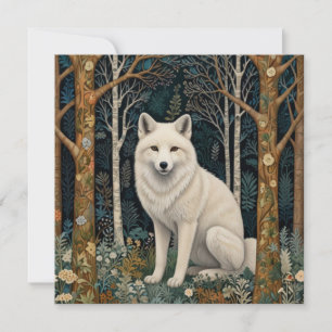 Cartão De Festividades Lobo branco vintage boho floresta da floresta