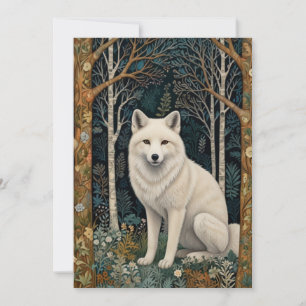 Cartão De Festividades Lobo branco vintage boho floresta da madeira 