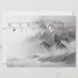 Cartão De Festividades Lobos Selvagens Na Vida Selvagem De Natal Na Neve