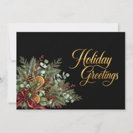 Cartão De Festividades Logotipo Botânico de Inverno em Aquarela Preta par