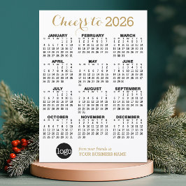 Cartão De Festividades Logotipo branco Dourado do calendário para 2024