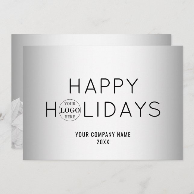 Cartão De Festividades Logotipo comercial da Cinza desfocada (Frente/Verso)