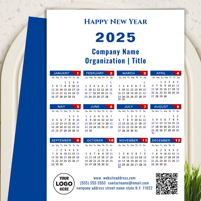 Cartão De Festividades Logotipo comercial do calendário 2025 US Patriotic (Criador carregado)