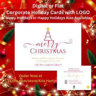 Cartão De Festividades Logotipo corporativo da árvore de Natal Elegante F
