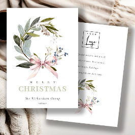 Cartão De Festividades Logotipo corporativo da camada verde de inverno pa