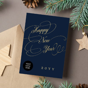 Cartão De Festividades logotipo corporativo de script do Feliz ano novo g