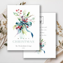 Cartão De Festividades Logotipo corporativo do Business Blue Winter Berri