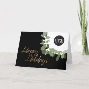 Cartão De Festividades Logotipo Corporativo Feliz Natal Coroa Personaliza