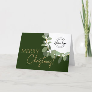 Cartão De Festividades Logotipo da Companhia de Natal Merry Gold Verde