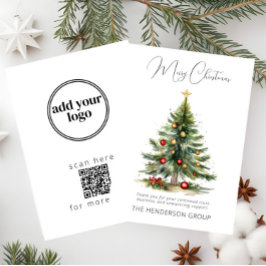 Cartão De Festividades Logotipo da Empresa Código QR Árvore de Natal Feli