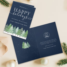 Cartão De Festividades Logotipo da Empresa de Natal Floresta de Madeira M