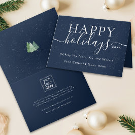 Cartão De Festividades Logotipo da Empresa de Neve de Natal Corporativa M