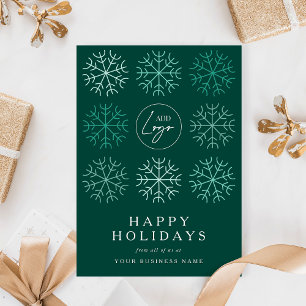 Cartão De Festividades Logotipo da empresa Flocos de neve verdes em floco