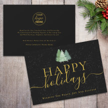 Logotipo de Árvores de Natal Modernas Preto Dourad