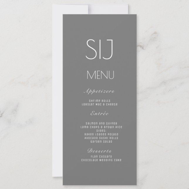 Cartão De Festividades Logotipo de Casamento Cinza Amarelo Simples Cardáp (Frente)