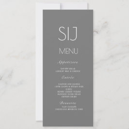 Cartão De Festividades Logotipo de Casamento Cinza Amarelo Simples Cardáp
