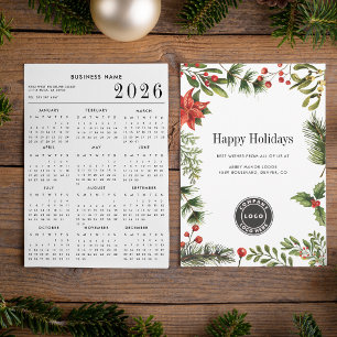 Cartão De Festividades Logotipo de empresa Natal Holidays e Calendário 20