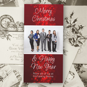 Cartão De Festividades Logotipo de foto de negócios de Natal Vermelho Gre